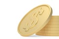 Gold coin stack isolated on white background. 3D illustration Royalty Free Stock Photo