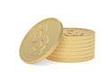 Gold coin stack isolated on white background. 3D illustration Royalty Free Stock Photo