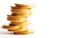 Gold coin stack isolated on white Royalty Free Stock Photo