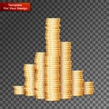 Gold coin stack On transparent Background Royalty Free Stock Photo