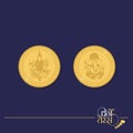 Gold Coin Vector of Goddess Laxmi and Lord Ganesha. Indian Festival Happy Dhanteras