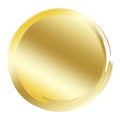 Gold coin. Vector golden circle icon. Button in the form of money. Shiny object. Illustration of finance and greed Royalty Free Stock Photo