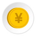 Gold coin with yen sign icon circle Royalty Free Stock Photo