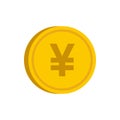 Gold coin with yen sign icon, flat style Royalty Free Stock Photo