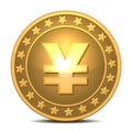 Gold coin with yen sign. Royalty Free Stock Photo