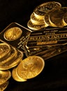 Gold Coins and Bars for Wealth Royalty Free Stock Photo