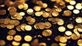 Gold coins with black background, rain of money, wealth, rich concept image of success Generative AI