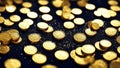 Gold coins with black background, rain of money, wealth, rich concept image of success Generative AI