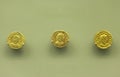 3 Gold coins of Carinus, Roman Emperor Royalty Free Stock Photo