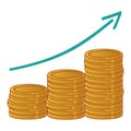 Gold Coins Cash Money Piles Arrow Growing Upward Business Financial Investment Vector Illustration Icon Royalty Free Stock Photo