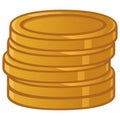 Gold Coins Cash Money Piles Vector Illustration Stack