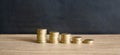 Gold coins concept save money black background Royalty Free Stock Photo