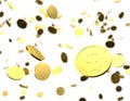 Gold coins 3D raining Royalty Free Stock Photo
