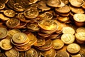 Gold Coins Piled In Rows Golden Treasure