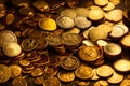 Gold Coins Piled In Rows Golden Treasure