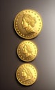 Gold coins in different sizes
