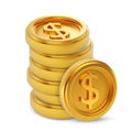 Gold coins with dollar sign Royalty Free Stock Photo