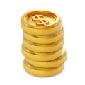 Gold coins with dollar sign Royalty Free Stock Photo