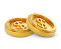 Gold coins with dollar sign Royalty Free Stock Photo