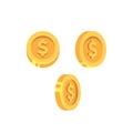 Gold coins with dollar sign isolated on white background vector illustration Royalty Free Stock Photo