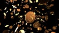 Gold coins with dollar symbol on a transparent background. 3d animation with alpha channel background. Stock market Royalty Free Stock Photo