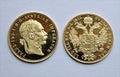 Gold Coins - Ducat Austrian, Hungarian Royalty Free Stock Photo