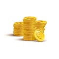 Gold coins with euro sign flat vector illustration Royalty Free Stock Photo