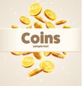 Gold coins falling 3d realistic vector coin icon with shadows is Royalty Free Stock Photo