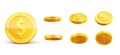 Gold coins falling 3d realistic vector coin icon with shadows is Royalty Free Stock Photo