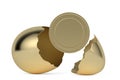 Gold coins hatched from golden egg, 3D rendering. 3D illustration Royalty Free Stock Photo
