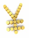 Gold coins japan yen signs Royalty Free Stock Photo