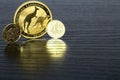 Gold Coins - 1 ounce Australian Kangaroo and 1-10 ounce Wiener Philharmoniker Royalty Free Stock Photo