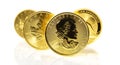 Gold Coins Panorama isolated on white Background