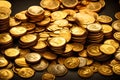 Gold Coins Piled In Rows Golden Treasure