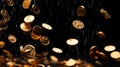 Gold coins raining on black background Royalty Free Stock Photo