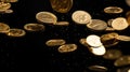 Gold coins raining on black background Royalty Free Stock Photo