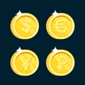 Gold coins realistic vector coin icon with shadows isolated Royalty Free Stock Photo