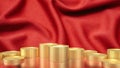 The Gold coins on red Background 3d rendering