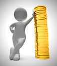 Gold coins in a stack depict wealth and ready money- 3d illustration