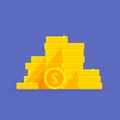 Gold coins stack dollar symbol. Money pile cartoon vector illustration Royalty Free Stock Photo