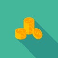 Gold coins stack icon vector isometric Royalty Free Stock Photo