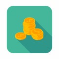 Gold coins stack icon vector isometric Royalty Free Stock Photo