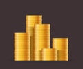 Gold coins stack. Money coins icon design business concept. Vector cash currency illustration