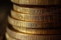 Gold coins stack representing welth. Generative Ai Royalty Free Stock Photo