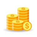 Gold coins stack vector icon Royalty Free Stock Photo