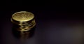 Gold coins stacked on black background. 3D render image Royalty Free Stock Photo