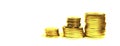 Gold Coins Stacked Up Representing Wealth and Riches Royalty Free Stock Photo