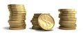 Gold coins in stacks with dollar sign 3d illustration on a white Royalty Free Stock Photo