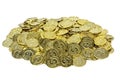 Gold coins in a velvet pouch. Royalty Free Stock Photo