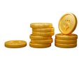 Gold coins white background. Isolated 3D rendering illustration Royalty Free Stock Photo